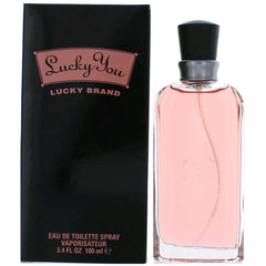 Liz Claiborne Lucky You EDT bottle on vanity, fresh and versatile daily fragrance.