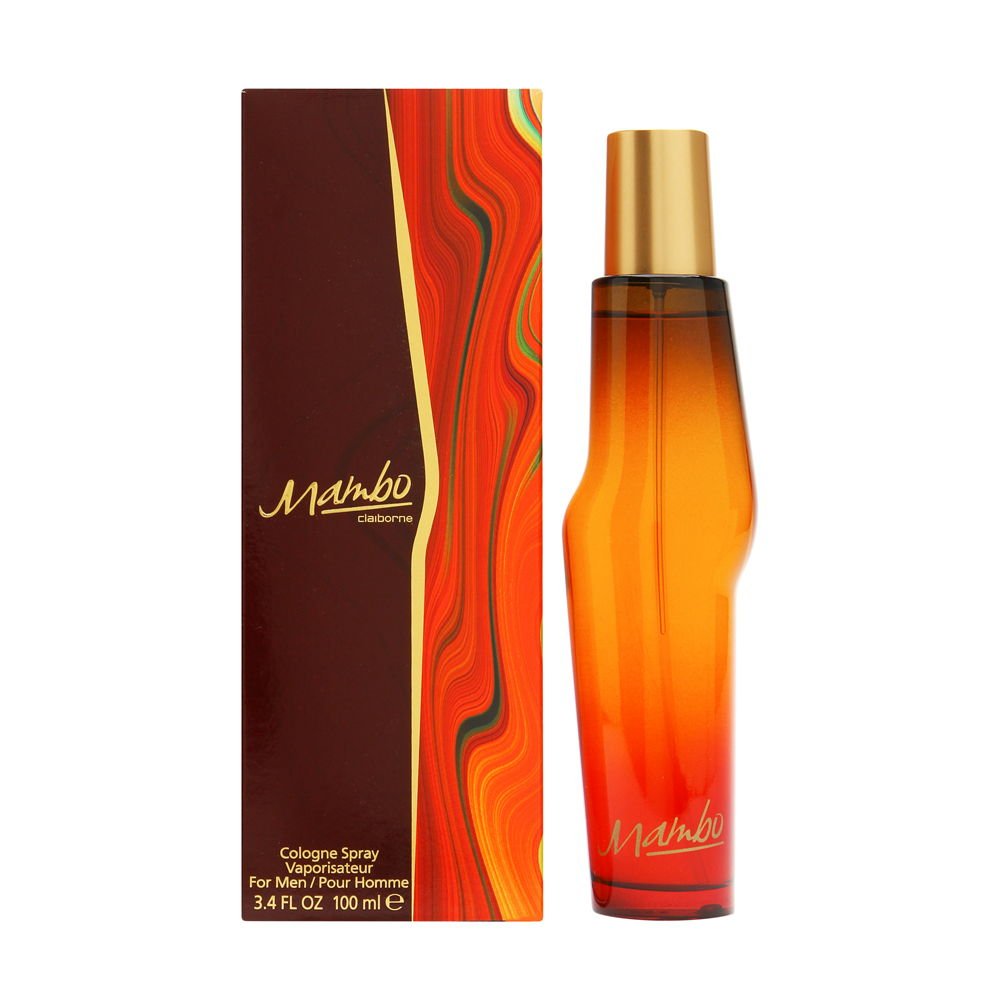 Liz Claiborne Mambo for Men bottle pour, a zesty citrus-woody scent for casual daytime wear.