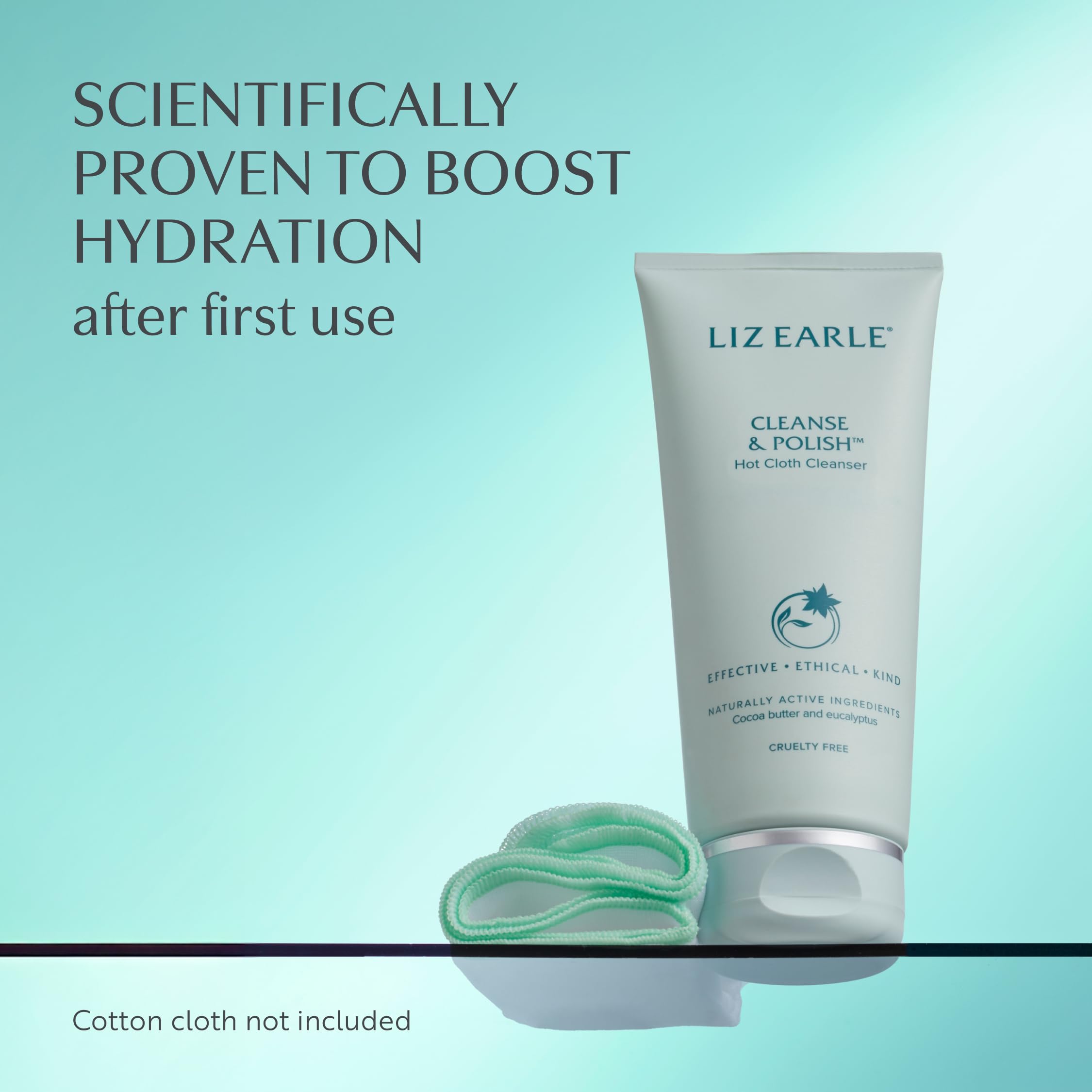 Cotton cloth dampened to polish off Liz Earle Cleanse & Polish