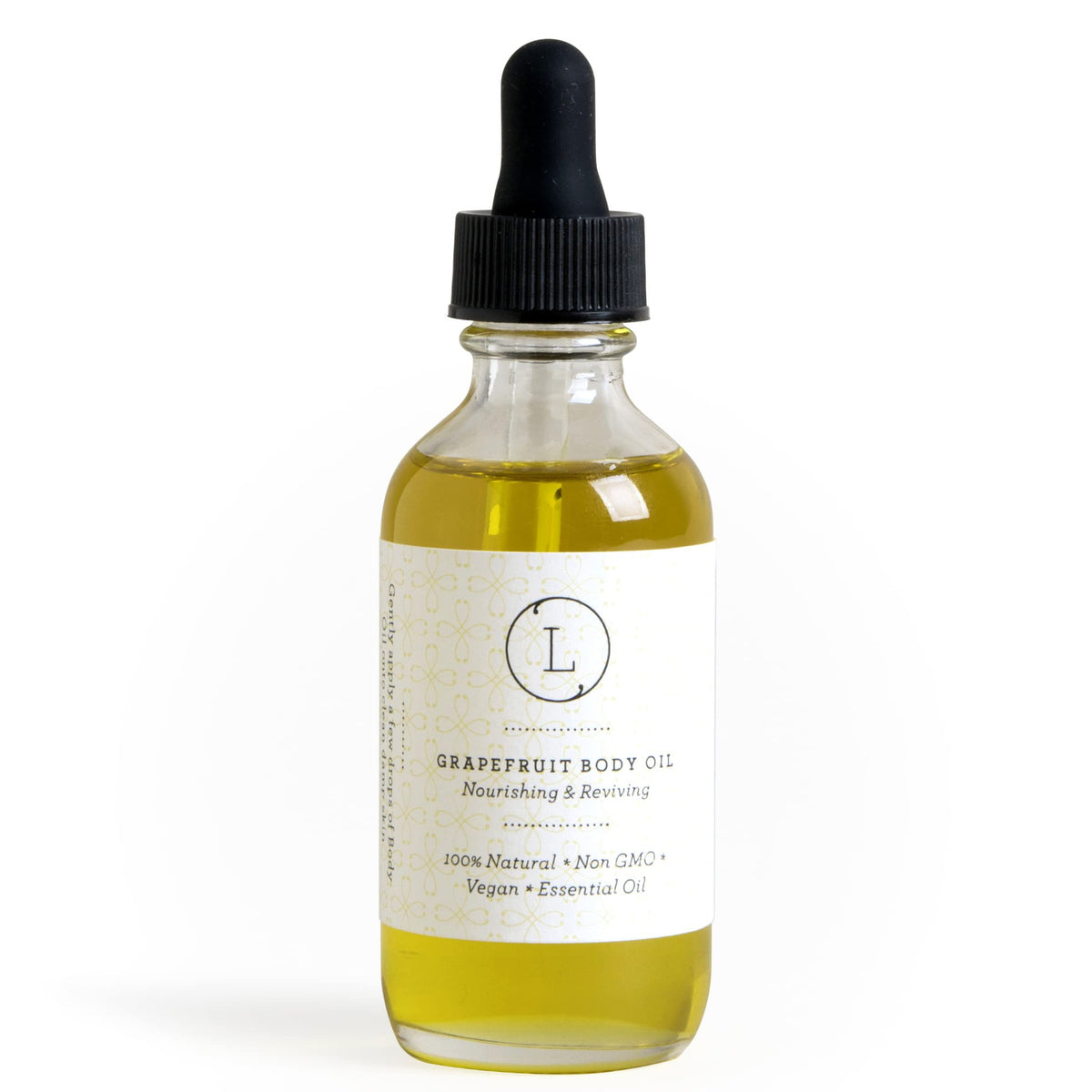 Lizush Grapefruit Body Oil bottle highlighting natural oils for silky skin