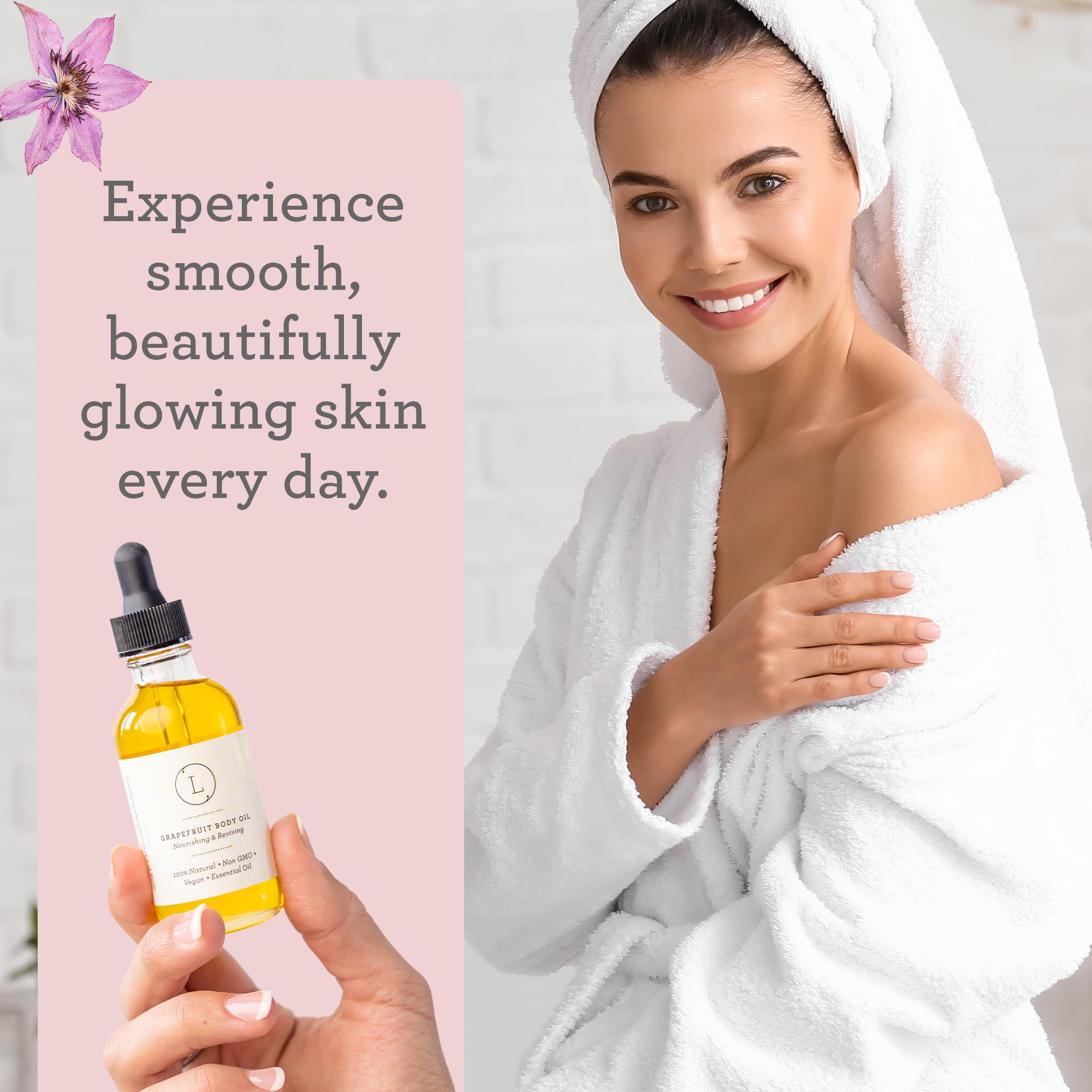 Lizush Grapefruit Body Oil label shows vegan, non-GMO formulation