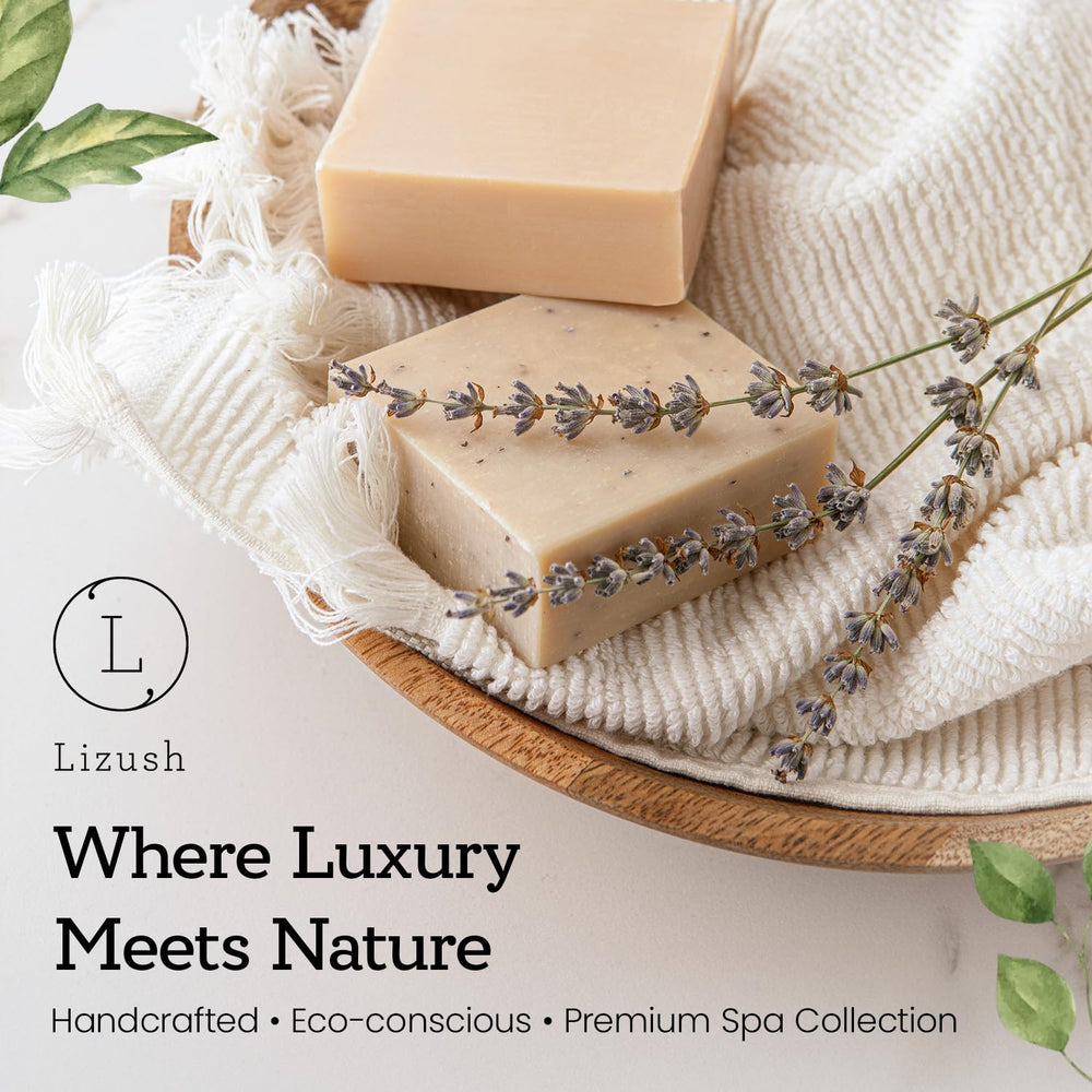 Lizush Himalayan salt soap bar adds mineral-rich exfoliation and subtle mineral touch.