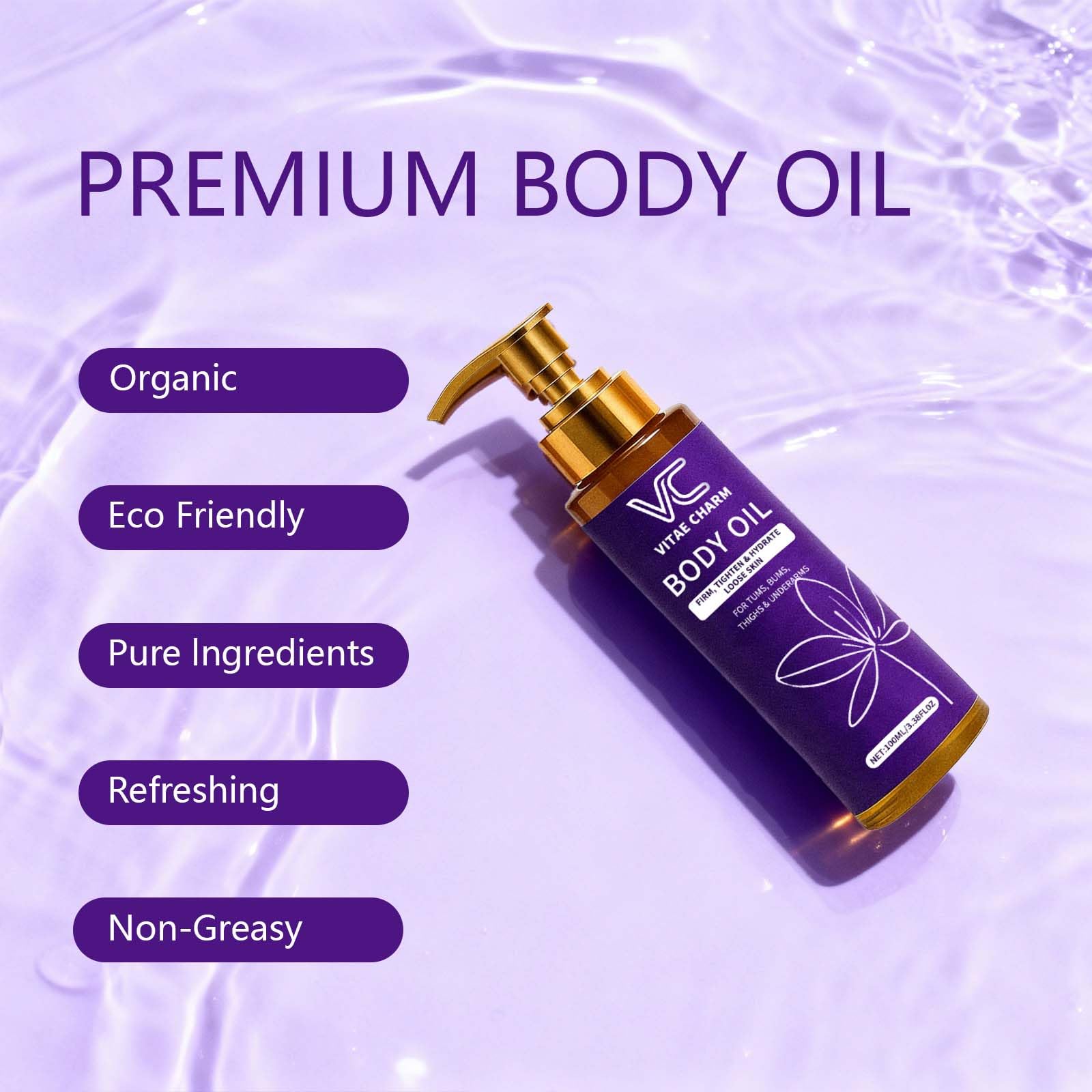 LJOQM Vitae Charm bottle close up highlights rich natural oils for moisture