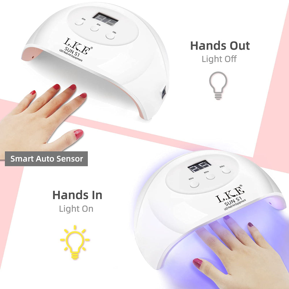 LKE UV LED Nail Lamp with 3 timer settings for customized sessions.