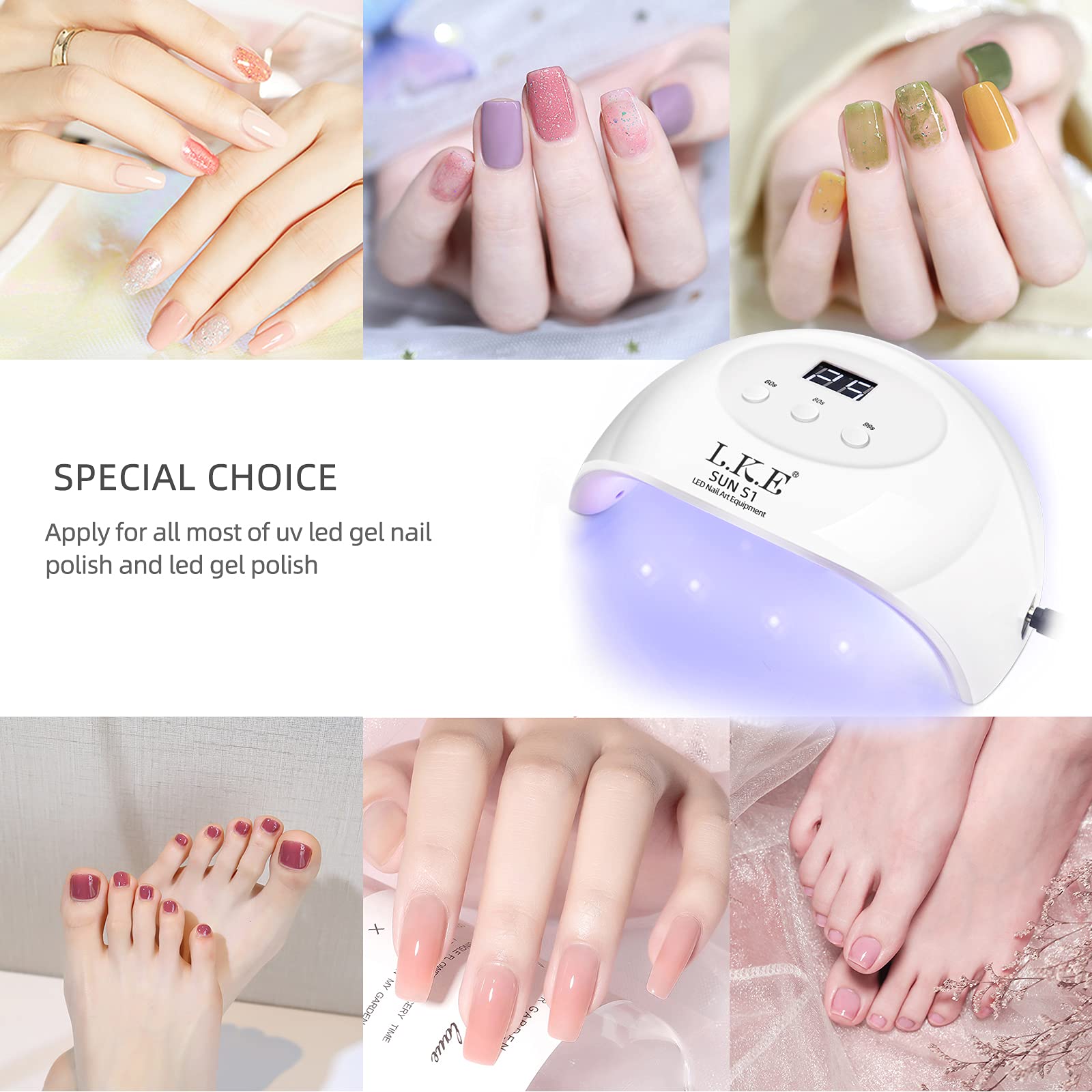 LKE UV LED Nail Lamp travel-friendly design supports on-the-go nails.