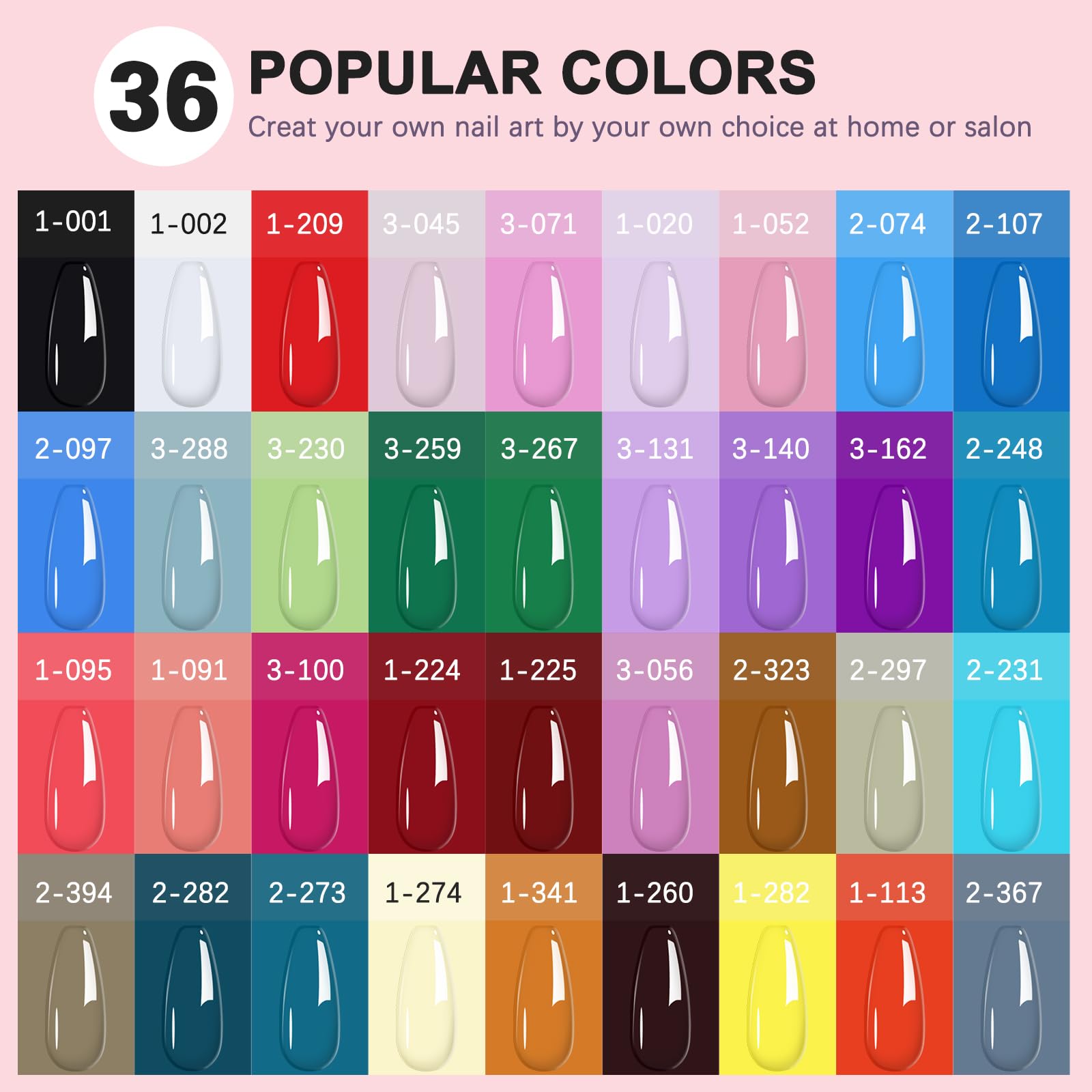 LKEE Gel Polish Colors 36 pack for endless DIY nail art possibilities