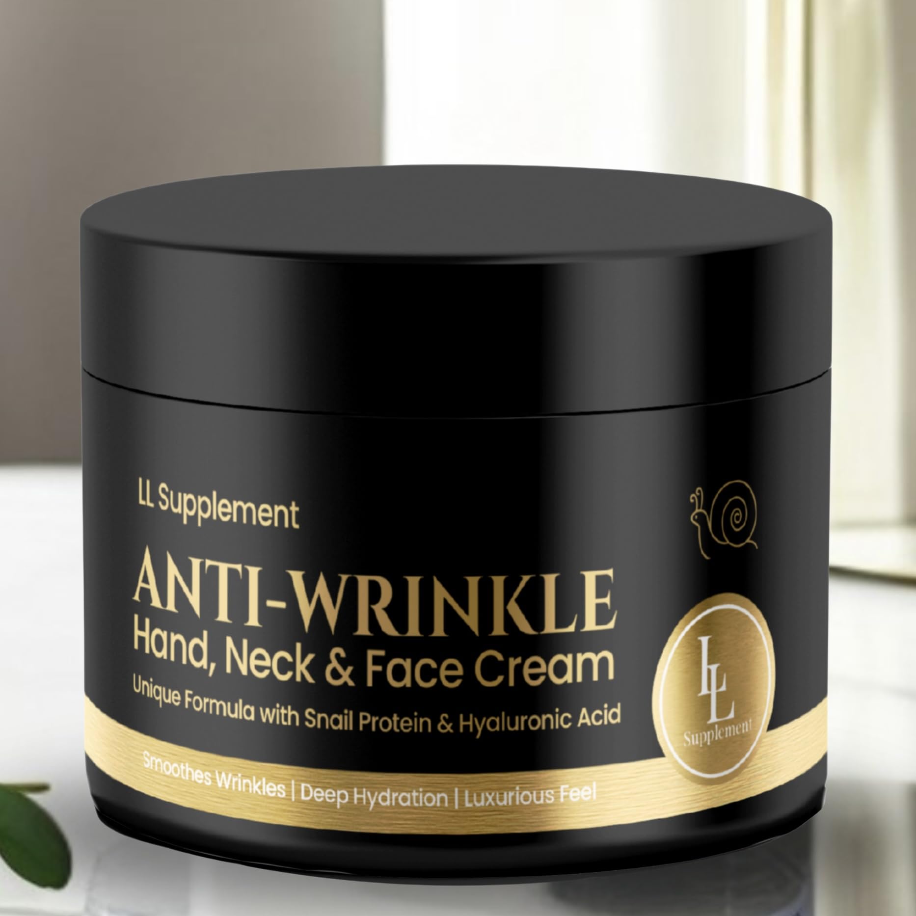 LL Supplement Anti-Wrinkle Cream bottle close-up, showcasing premium hydration for facial care.