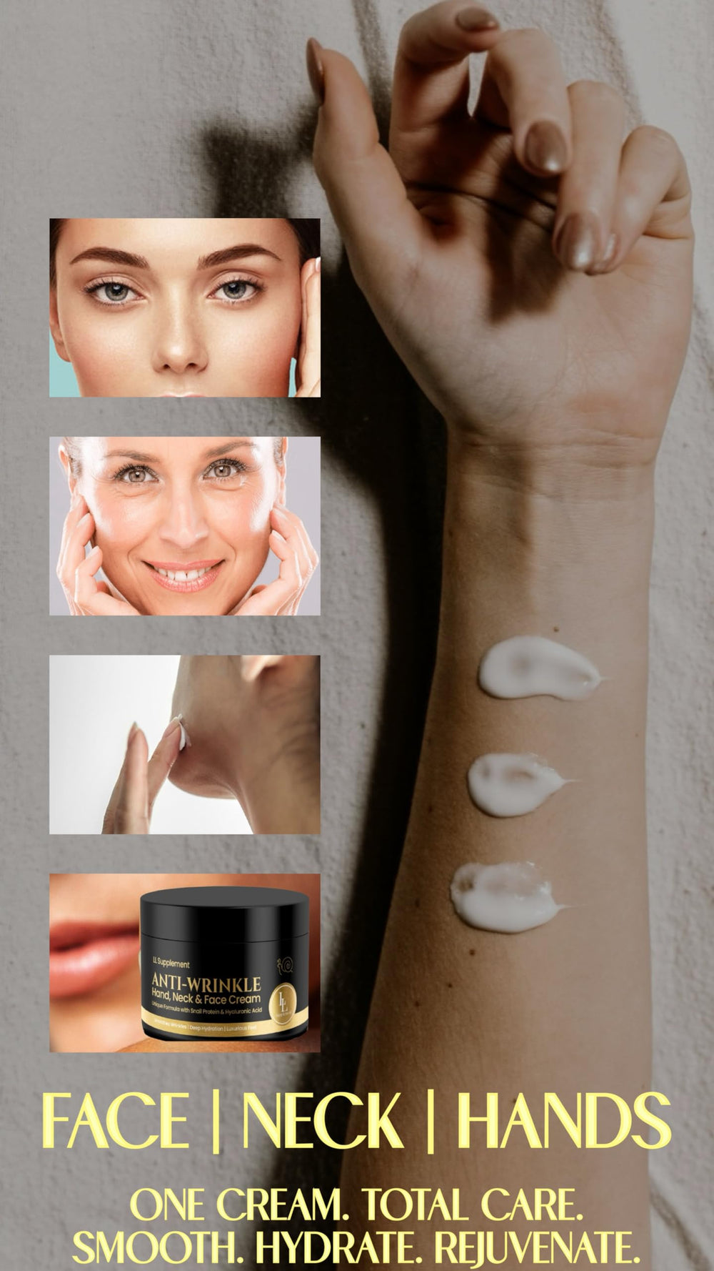 LL Supplement Anti-Wrinkle Cream ingredients display hints at renewal and hydration.