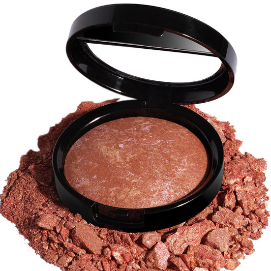 llasido baked bronzer rusty maple compact showcasing warm contour for medium to deep skin