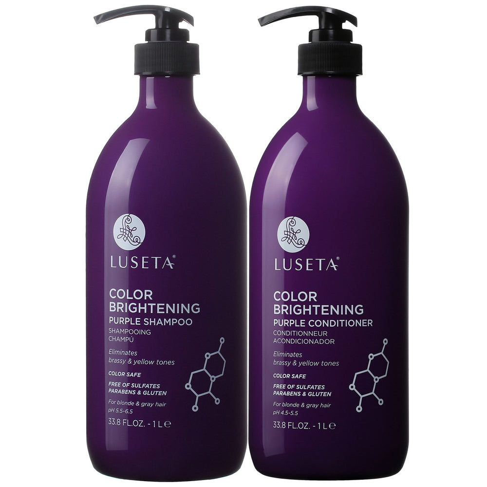 L LUSETA purple shampoo bottle with color-brightening formula for blonde and gray hair