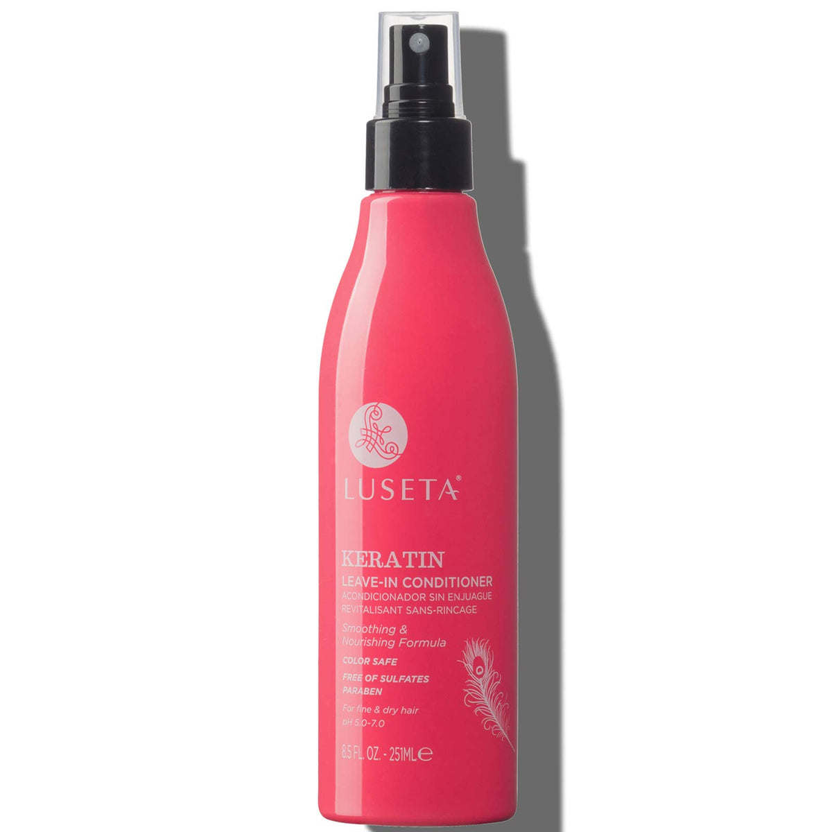 Luseta Keratin Leave-In Conditioner bottle shows frizz control for dry hair