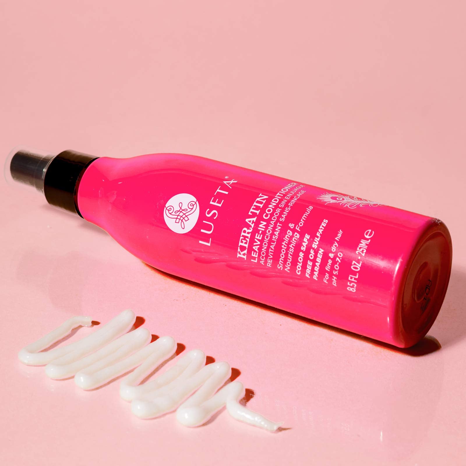 Luseta Keratin Leave-In Conditioner texture close-up highlights silky detangled hair