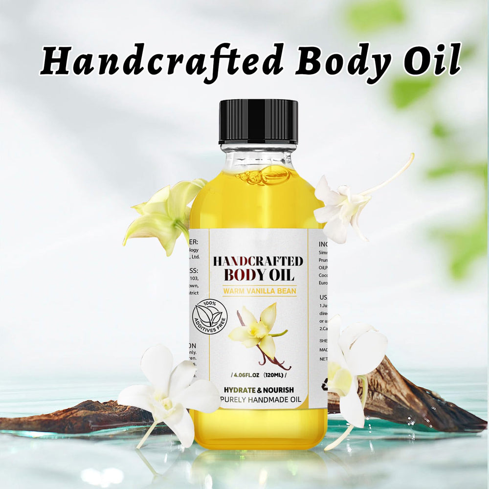 LMDGDS Vanilla Body Oil on skin after shower for soft, supple skin