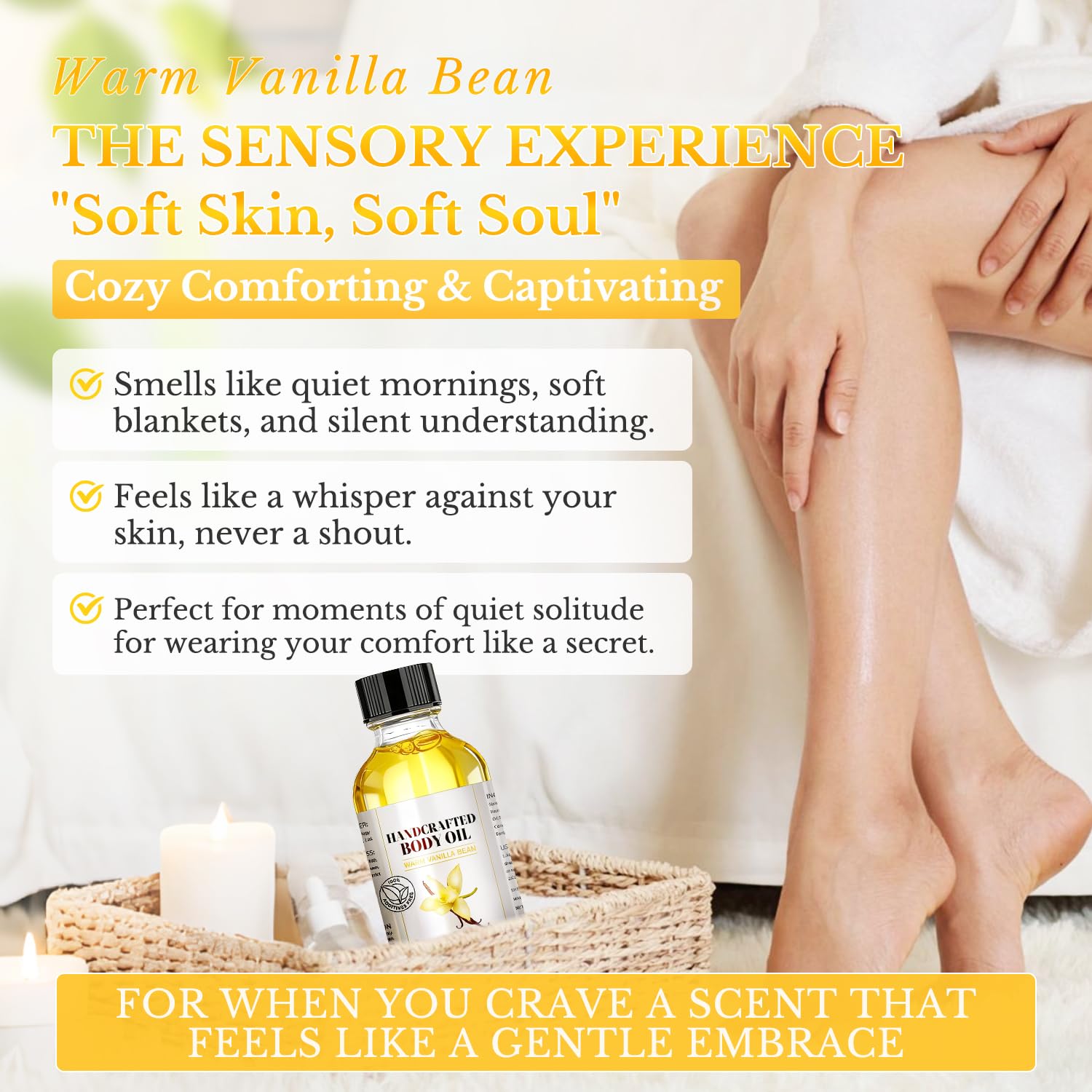 LMDGDS Vanilla Body Oil applied to skin for a smooth, radiant finish