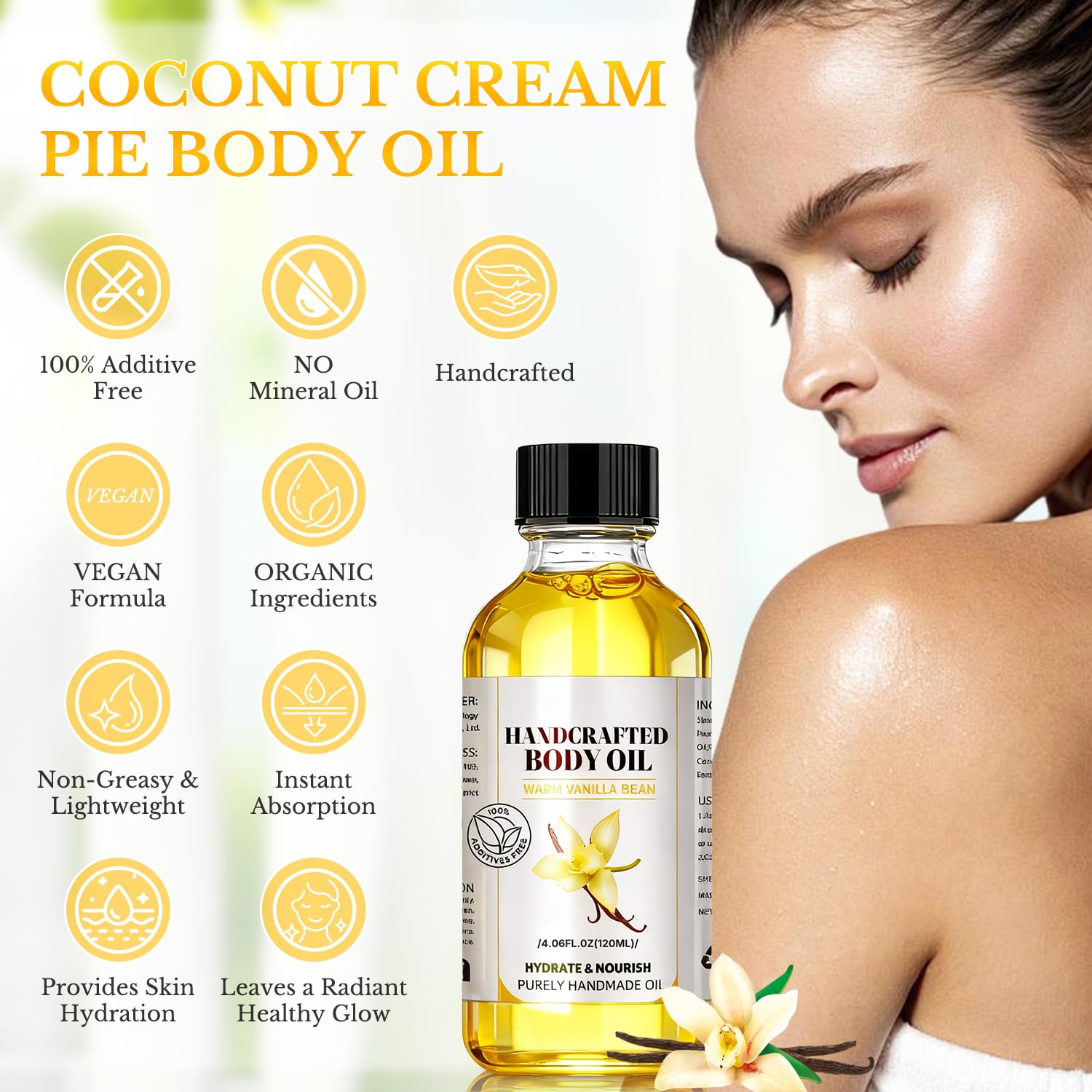 LMDGDS Vanilla Body Oil with pump for easy, quick-absorbing application