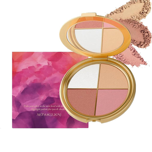 Lmoy Eye and Cheek Palette open with swatches showing matte and shimmer shades for versatile looks.