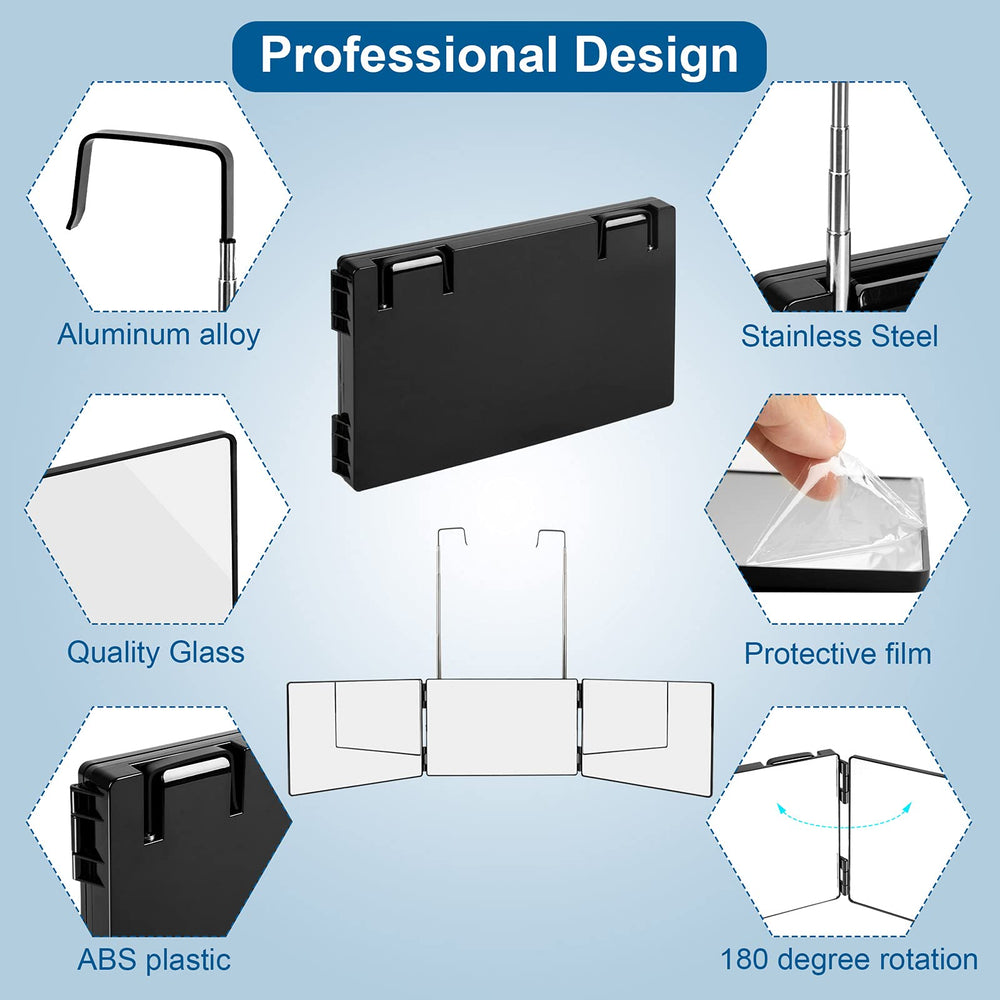 LMZNXCZ three-way mirror tri-fold design for compact use