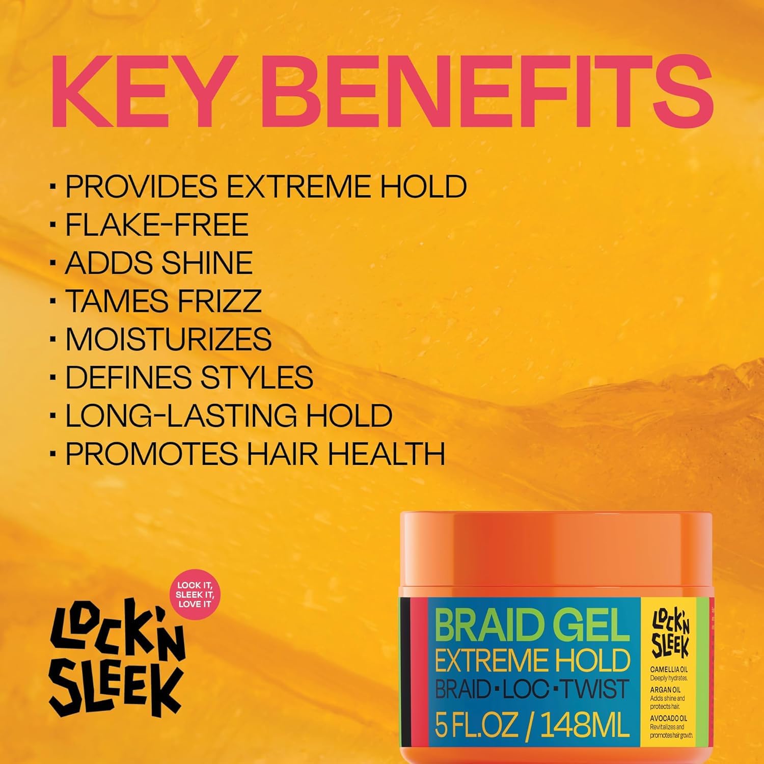 Shiny, sleek finish on braided hair using LOCK'N SLEEK gel