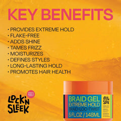 Shiny, sleek finish on braided hair using LOCK'N SLEEK gel