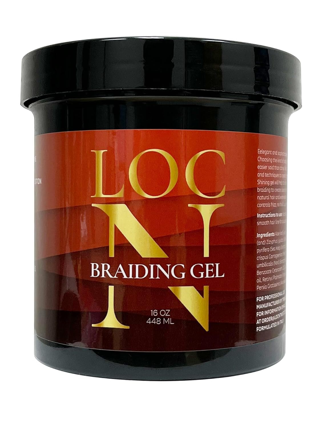 LOC N Braiding Gel 16oz for extra hold and frizz control.
