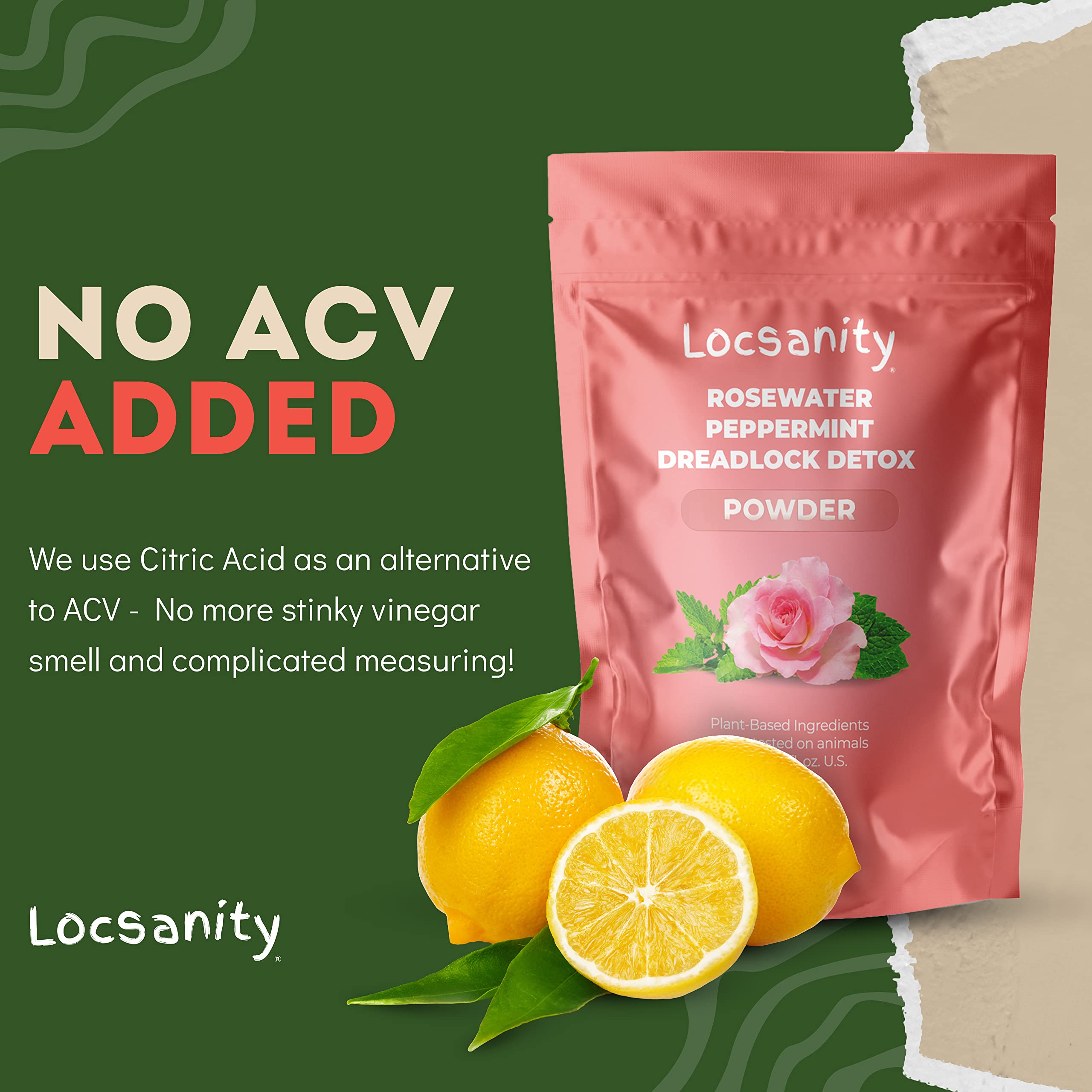 Locsanity detox powder ingredients reveal plant-based formula for gentle cleansing.