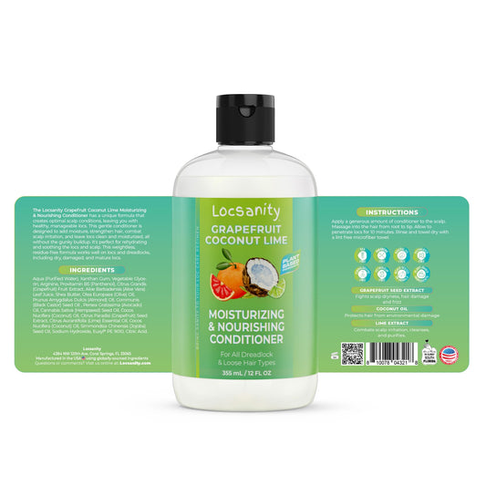Locsanity Grapefruit Coconut Lime leave-in application shows easy daily care.