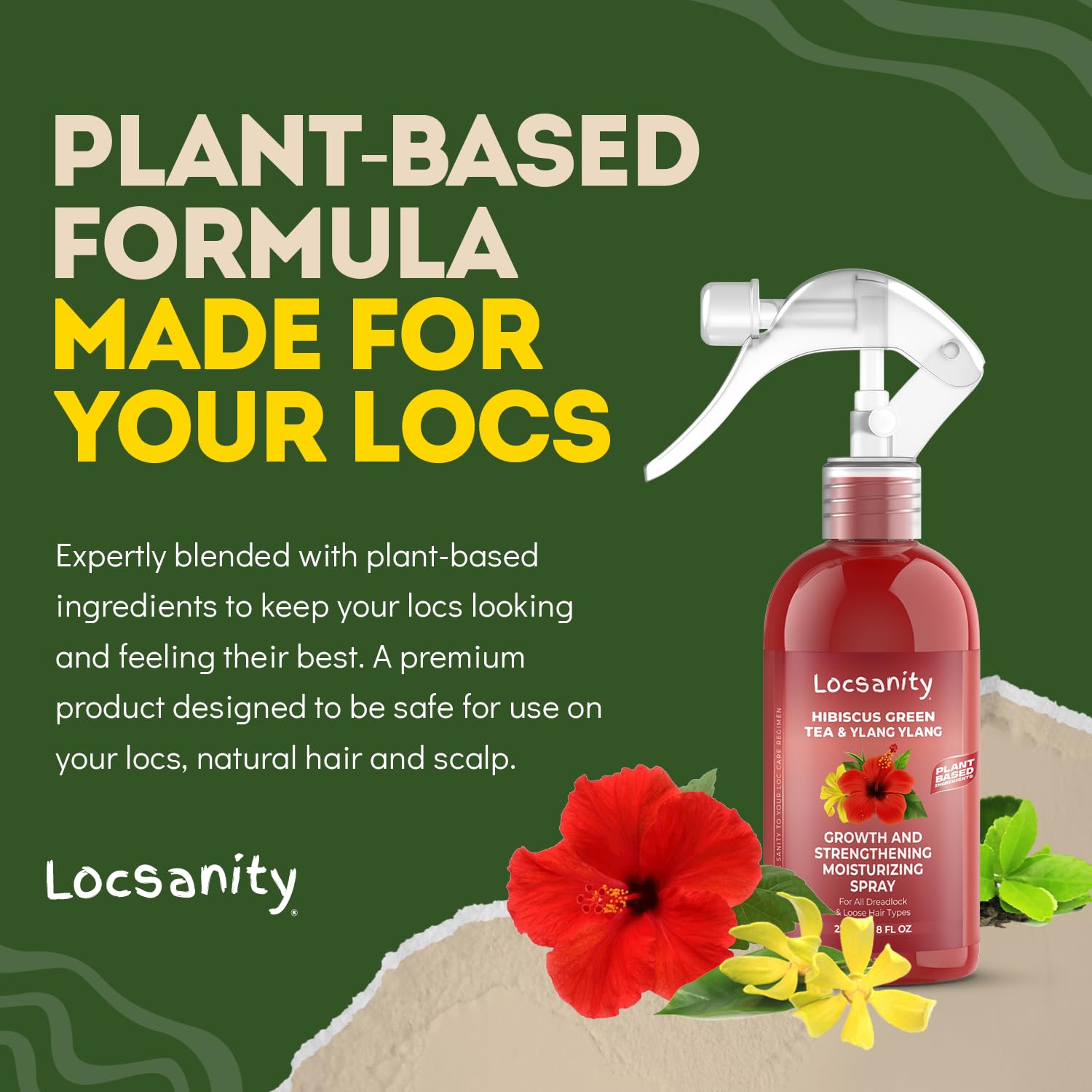 Locsanity Hibiscus Green Tea trial-size bottle for on-the-go hydration