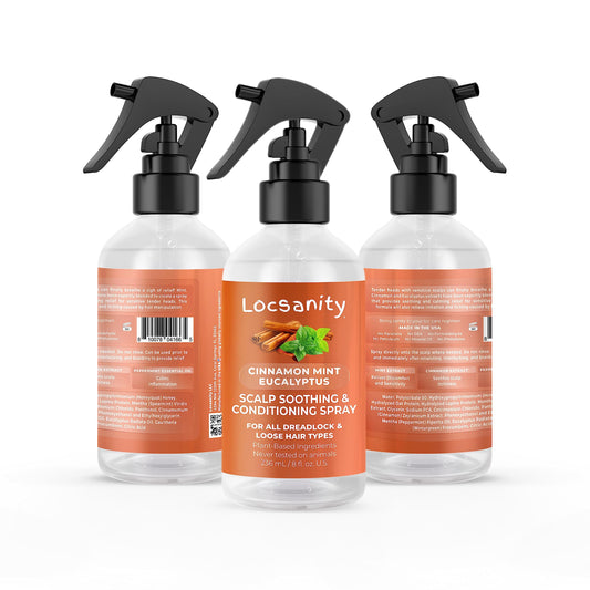 Locsanity mist-dispense demonstrates even spray for soothing scalp comfort.