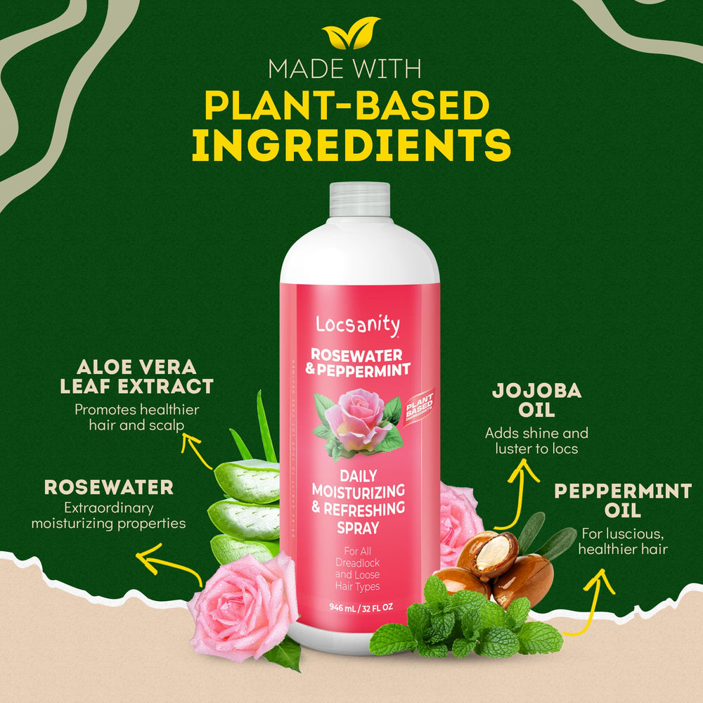 Plant-based Locsanity formula protecting hair from buildup.