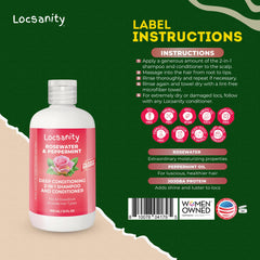 Locsanity label close-up highlighting clean, gentle cleansing for locs