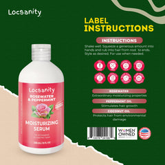 Locsanity Rosewater Peppermint Serum application on locs delivers lightweight moisture.