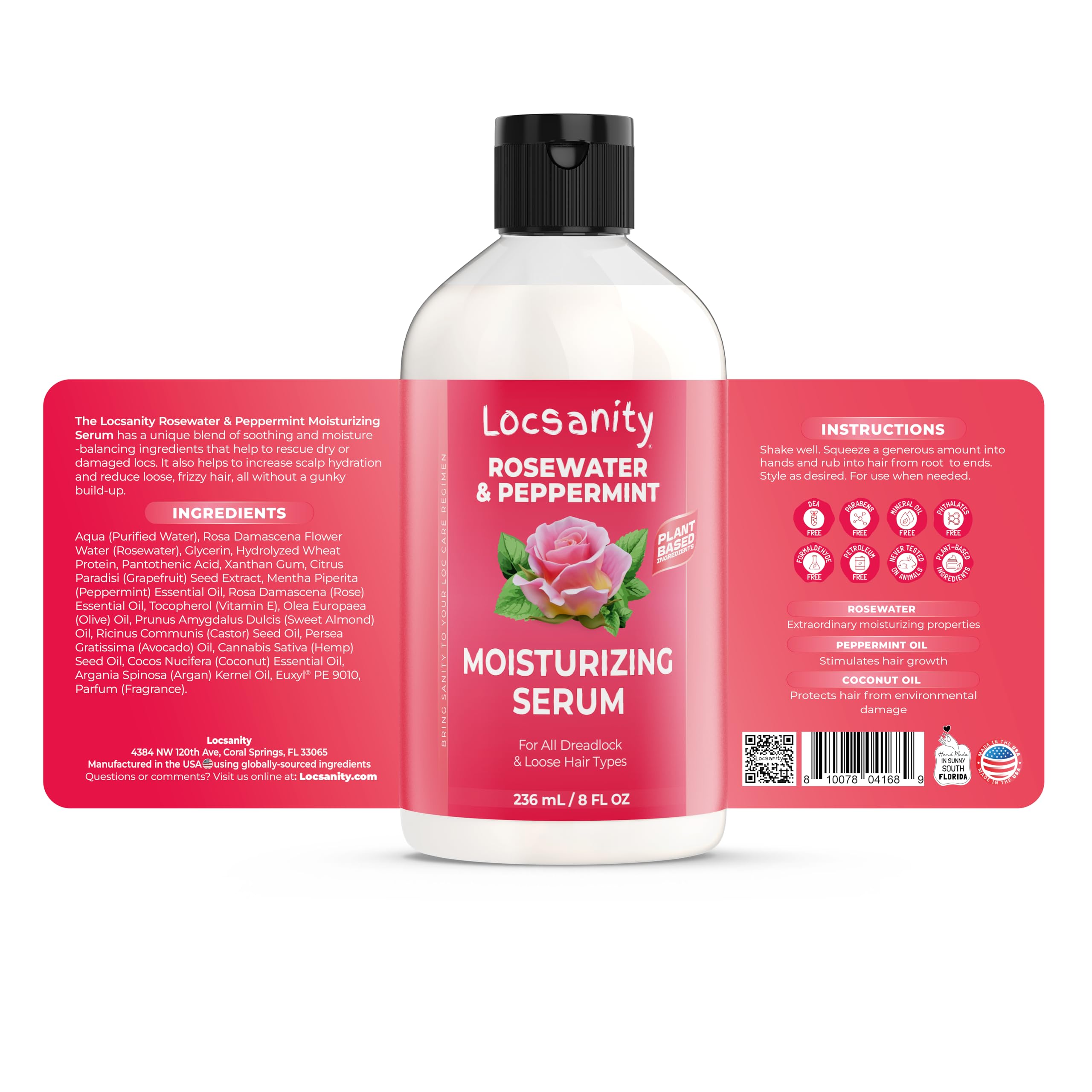 Locsanity Rosewater Peppermint Serum bottle nourishing locs.