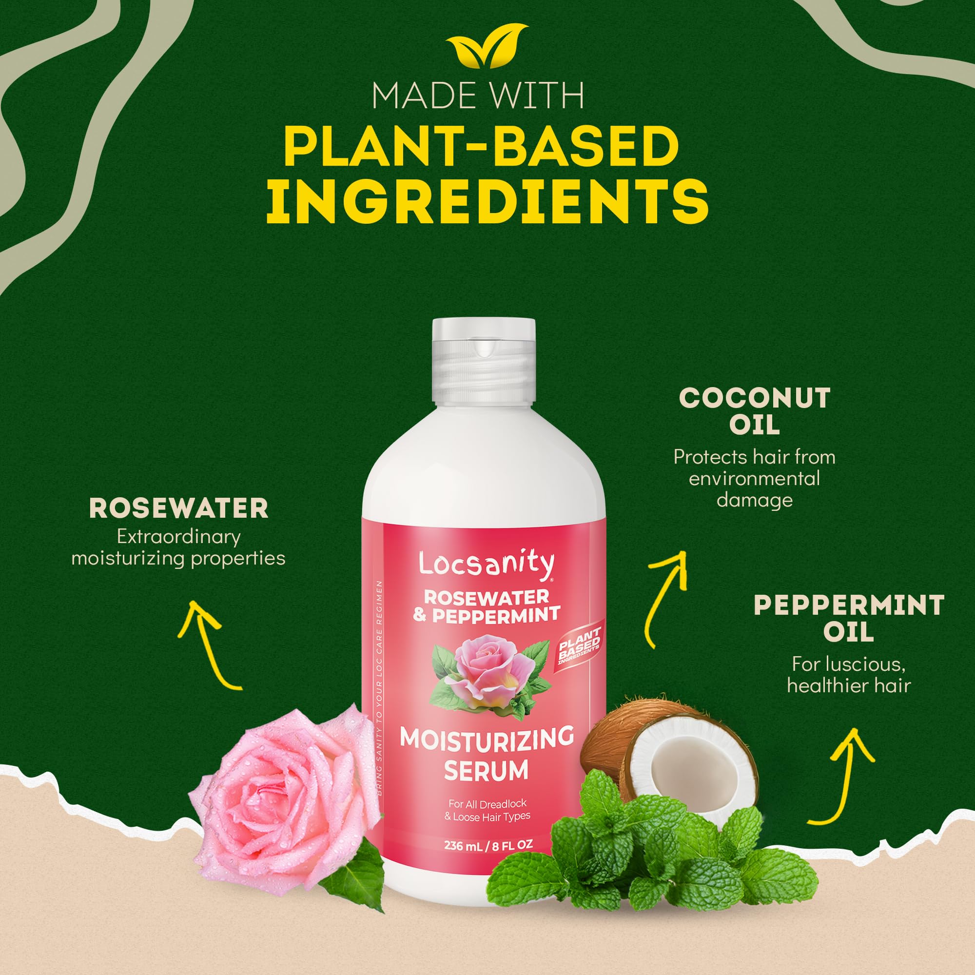 Locsanity Rosewater Peppermint Serum hand applying for quick hydration.