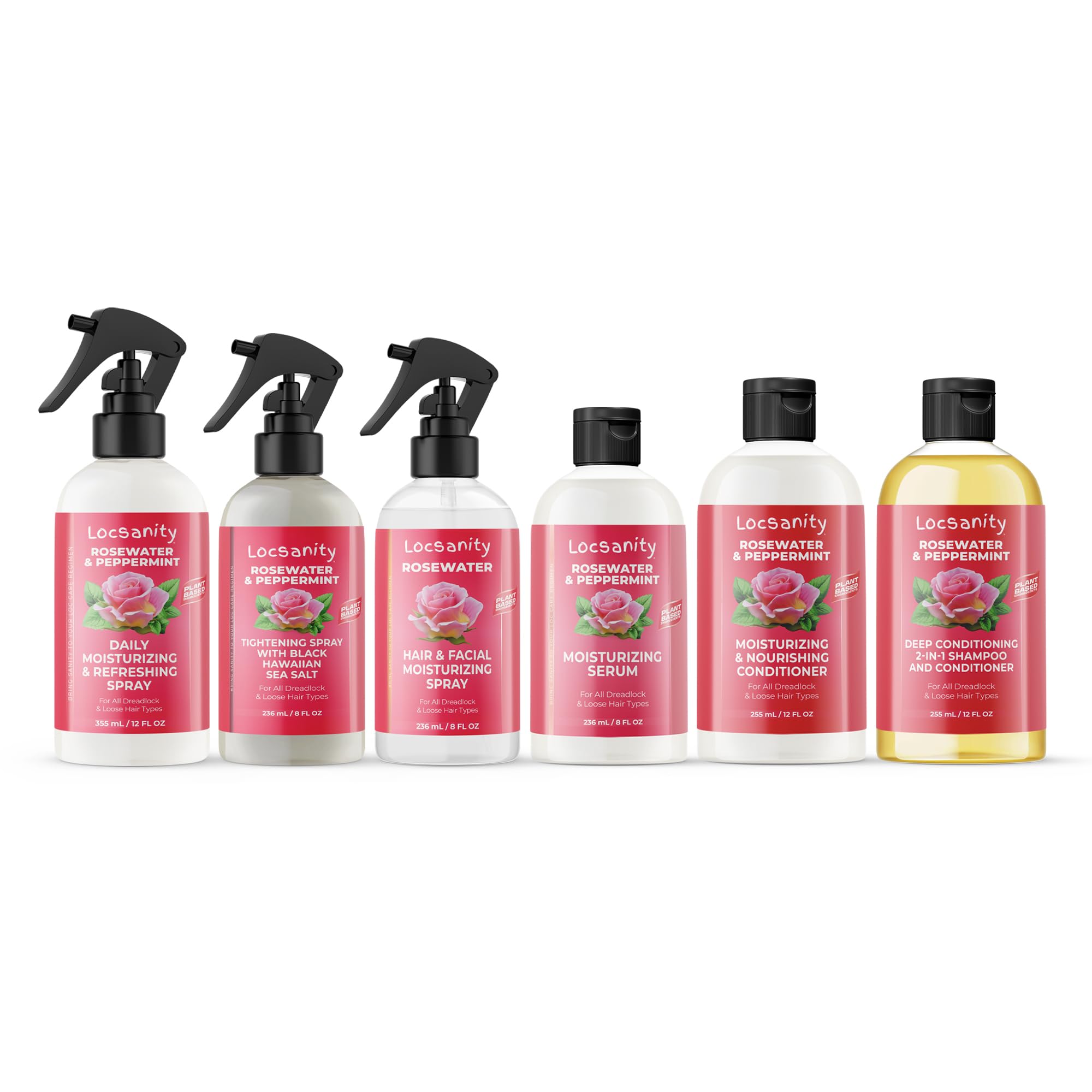 Locsanity Rosewater Peppermint Shampoo bottle for refreshing scalp cleansing.
