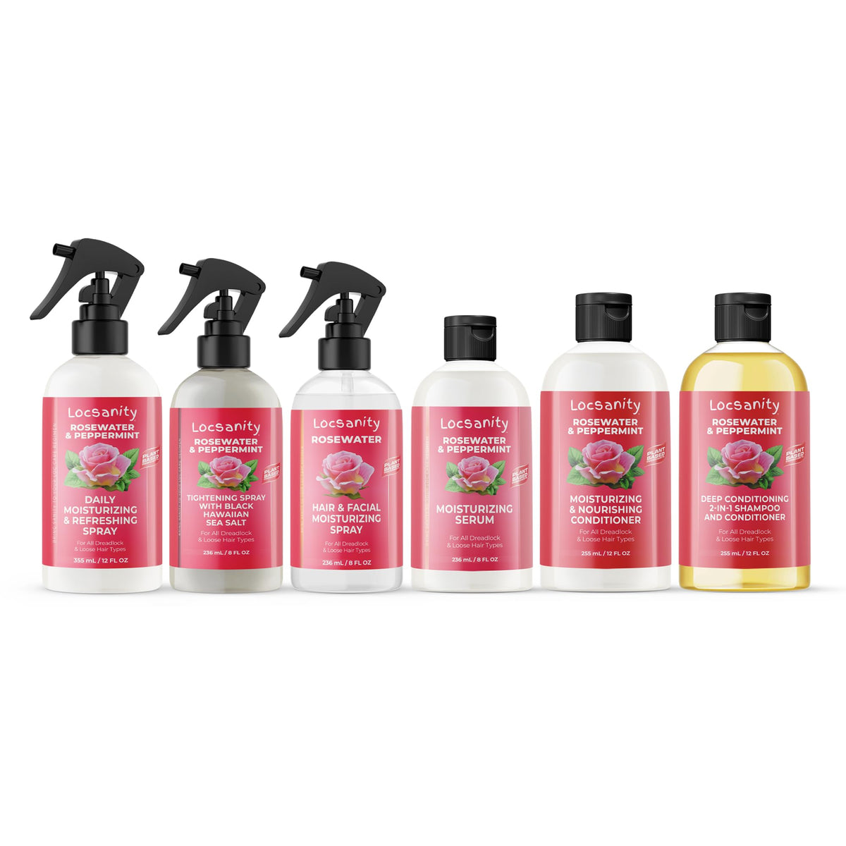 Locsanity Rosewater Peppermint Shampoo bottle for refreshing scalp cleansing.