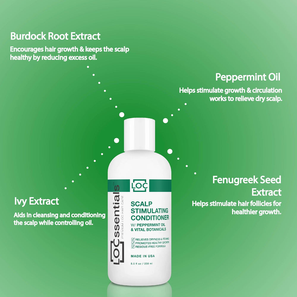 LOCssentials peppermint oil botanicals close-up with minty aroma for scalp care