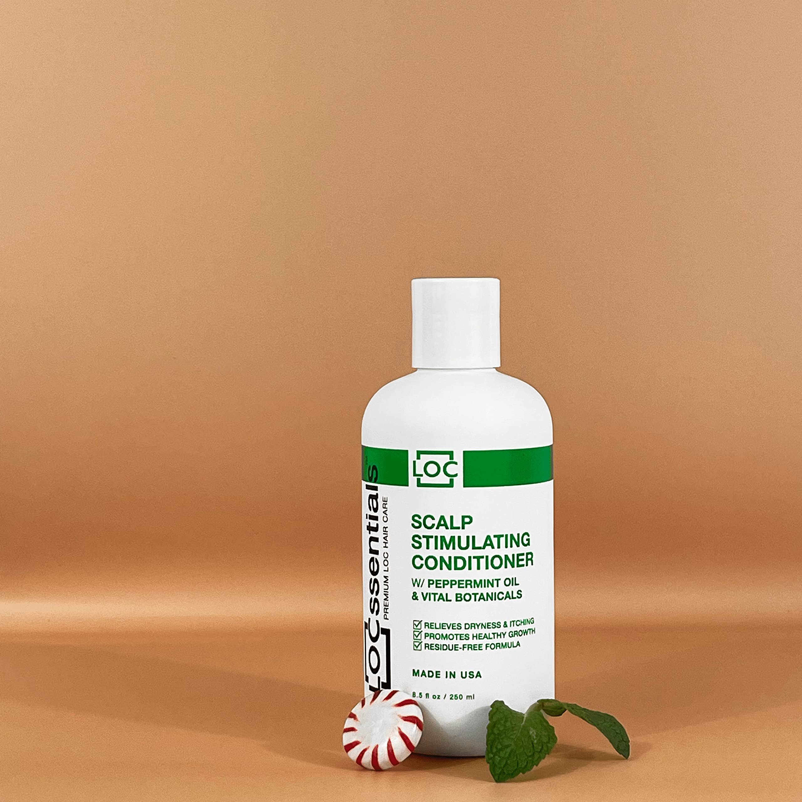 LOCssentials Scalp Stimulating Conditioner tub top view highlighting vegan formula and hydration