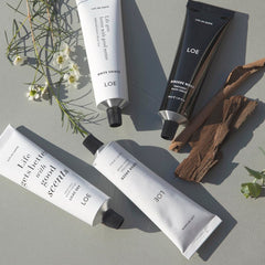 Eco-friendly packaging for LOE Life On Earth hand cream.