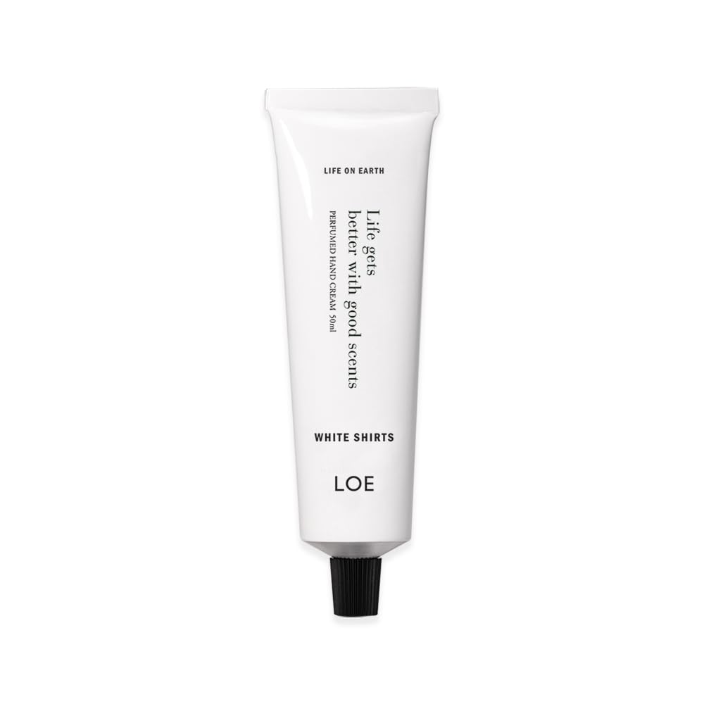 LOE Life On Earth hand cream White Shirts bottle delivers linen floral fragrance.