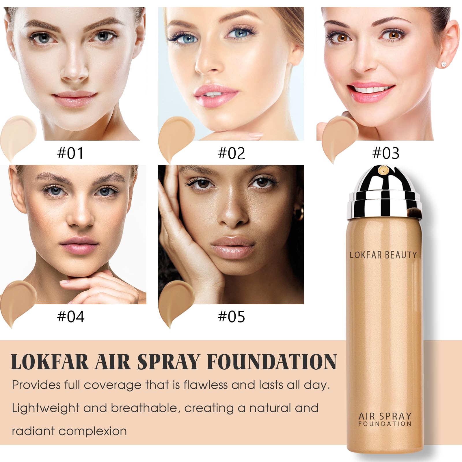 LOKFAR foundation brush included enables precise blending and seamless results.