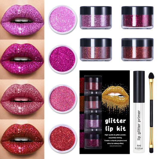 LOKFAR lip glitter primer smooths lips for longer wear and better pigment adhesion.