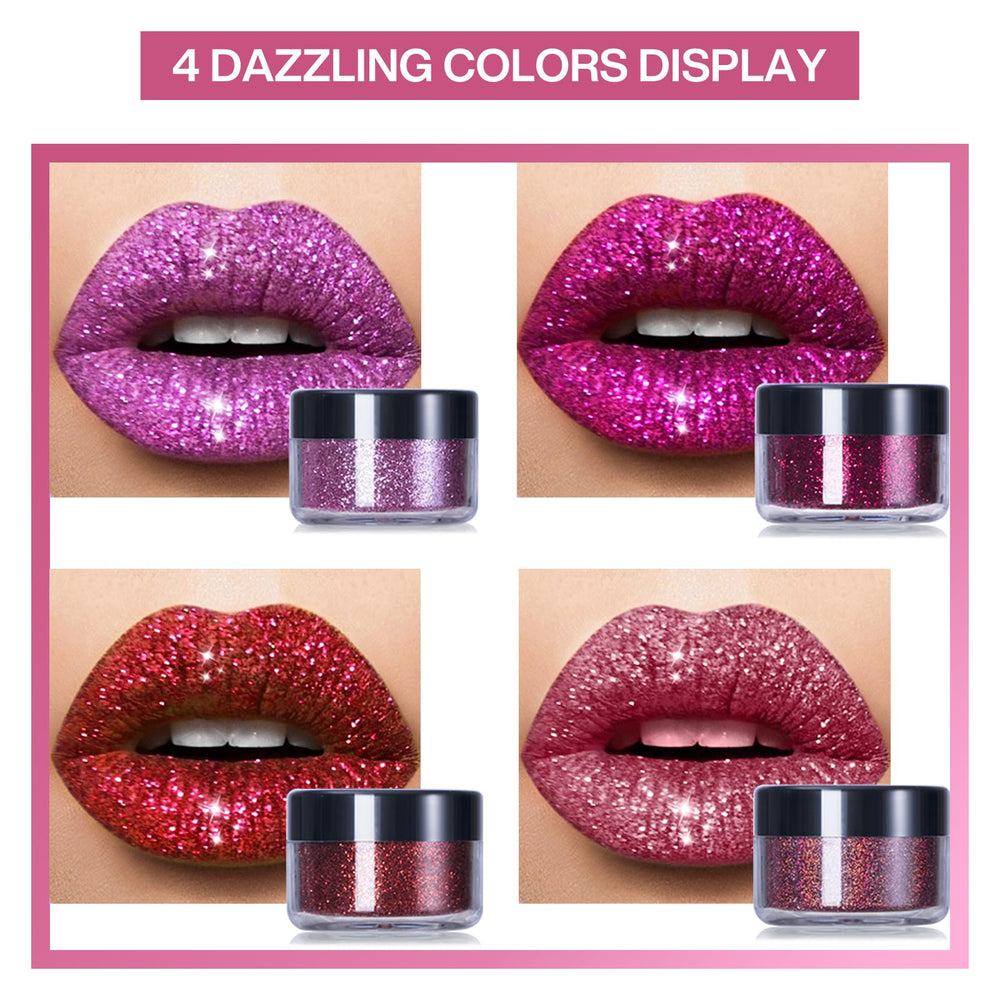 LOKFAR copper warm glitter lip powder for luminous shimmer on lips.