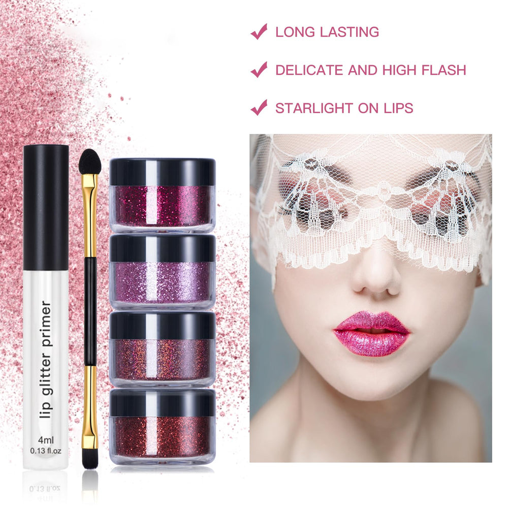 LOKFAR warm gold glitter lip powder for radiant, eye-catching lips.