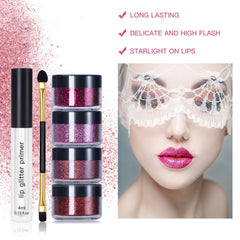 LOKFAR warm gold glitter lip powder for radiant, eye-catching lips.