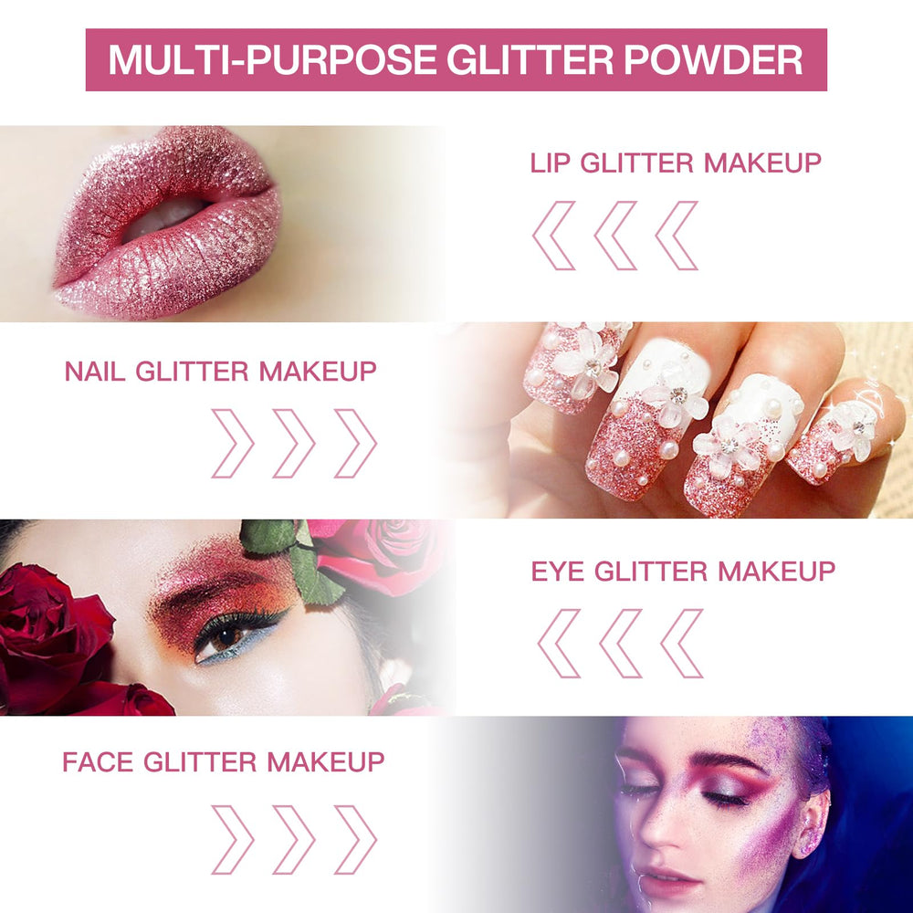 LOKFAR platinum cool glitter lip powder for prism-like lip shine.
