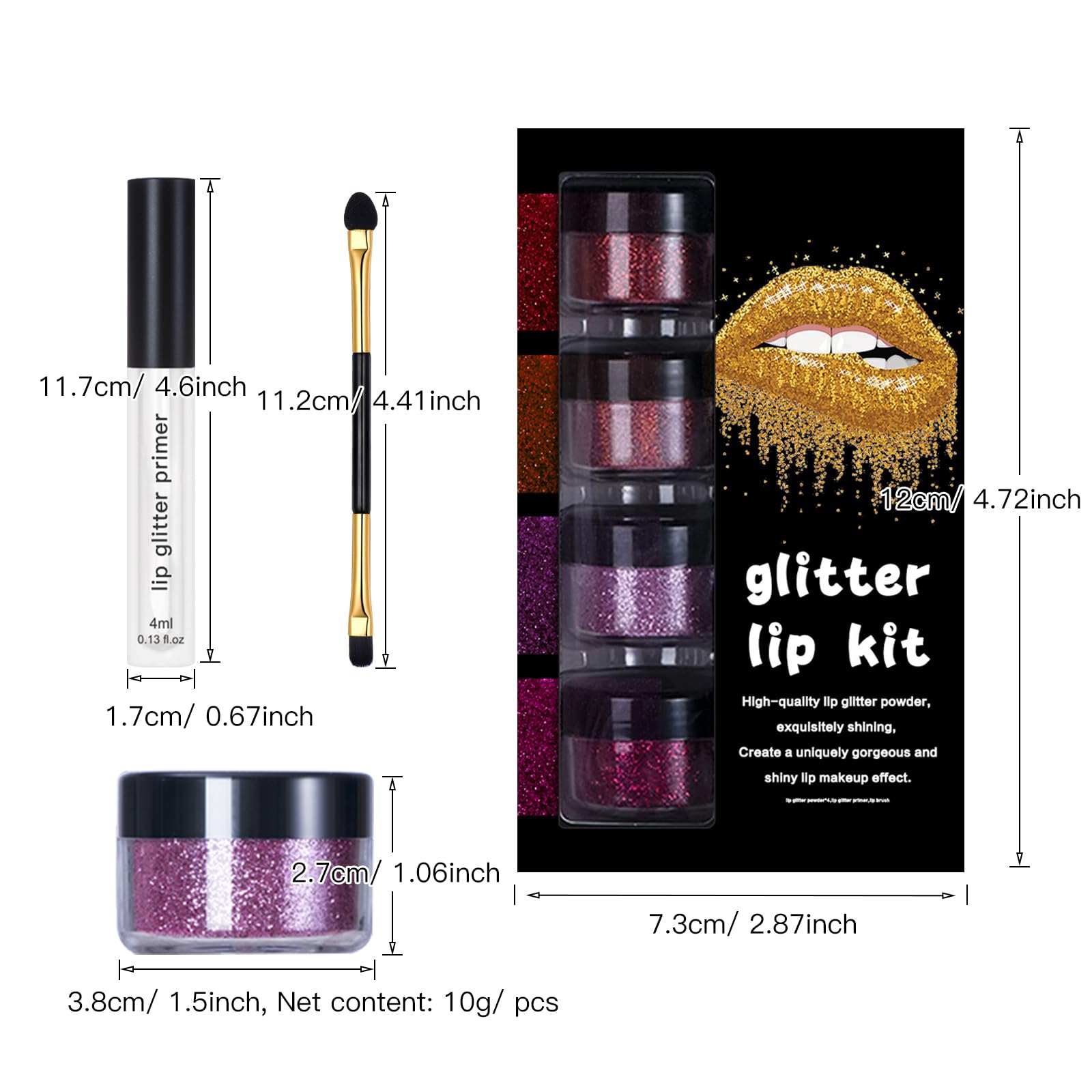 LOKFAR rose warm glitter lip powder for dazzling, long-lasting shine.