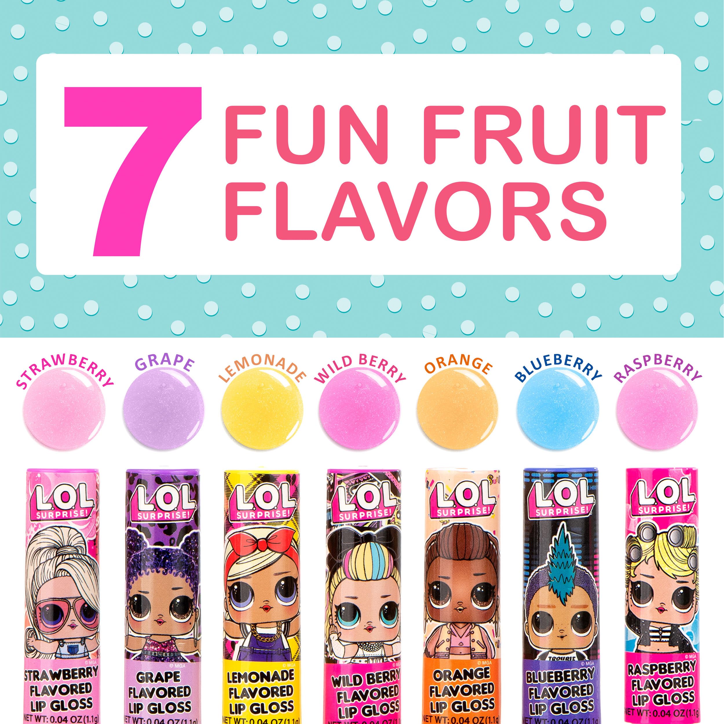 L.O.L. Surprise strawberry flavor gloss adds sweet shine for kids.