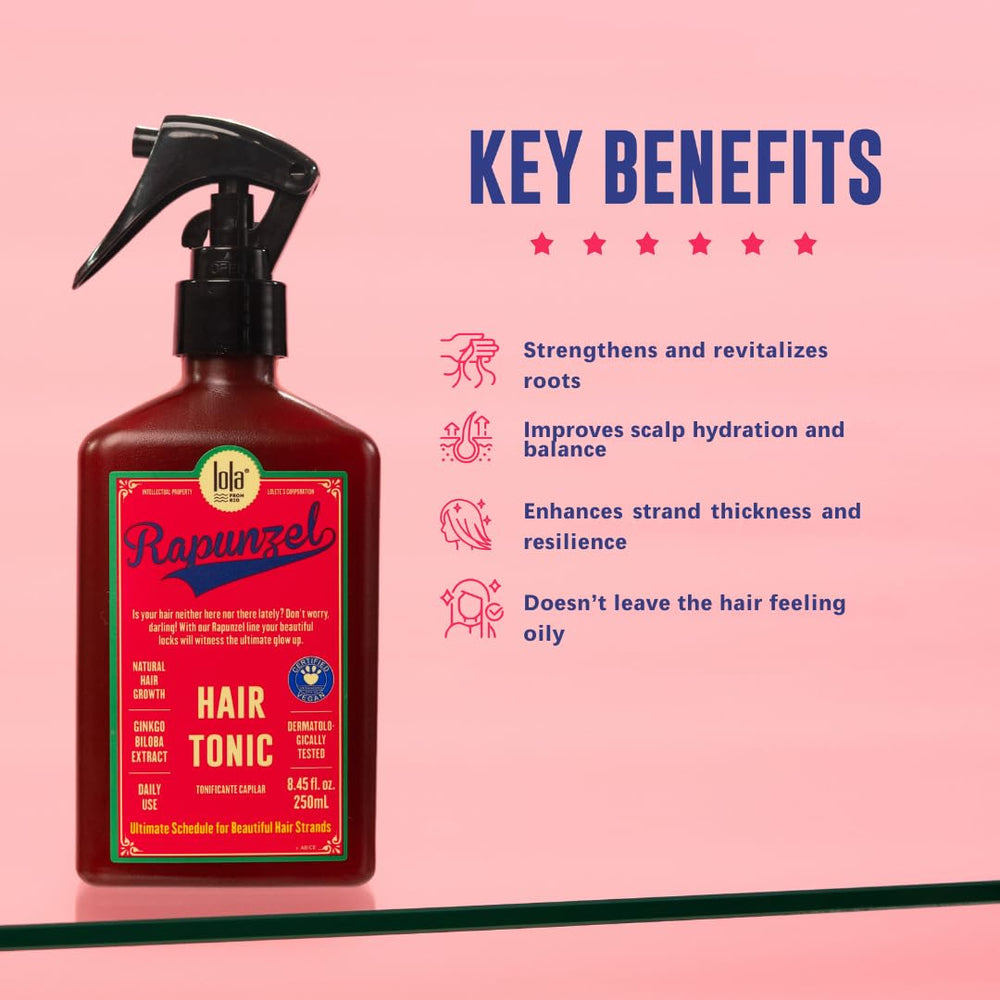 Lola From Rio Rapunzel Hair Tonic Spray mist application in use for scalp care