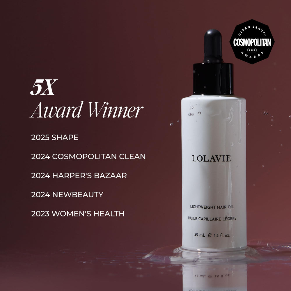 LolaVie close-up highlights radiant shine without weighing hair.