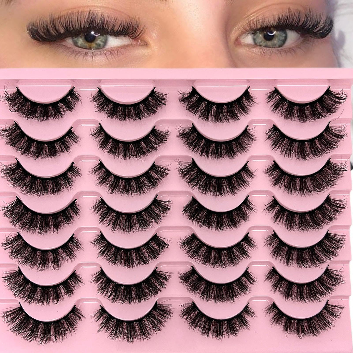 Loladook fake lashes natural look with short fluffy lashes for everyday wear.